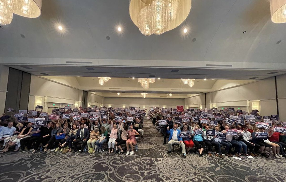 Since theaters can’t hold 1,000 people <a href="/TPAction_/">Turning Point Action</a> held this screening of “2000 Mules” in a large community center in Milwaukee. Standing ovation! And I did Q &amp; A with a very engaged audience after the documentary <a href="/charliekirk11/">Charlie Kirk</a>