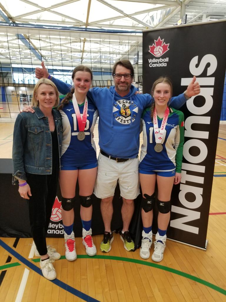 So proud of these two amazing girls. 🥈🏐#Nationals U14 girls. <a href="/VolleyballCana1/">VolleyballCanada</a> <a href="/volleyballNS/">Volleyball NS</a>. So many young girls playing so hard!!!👊