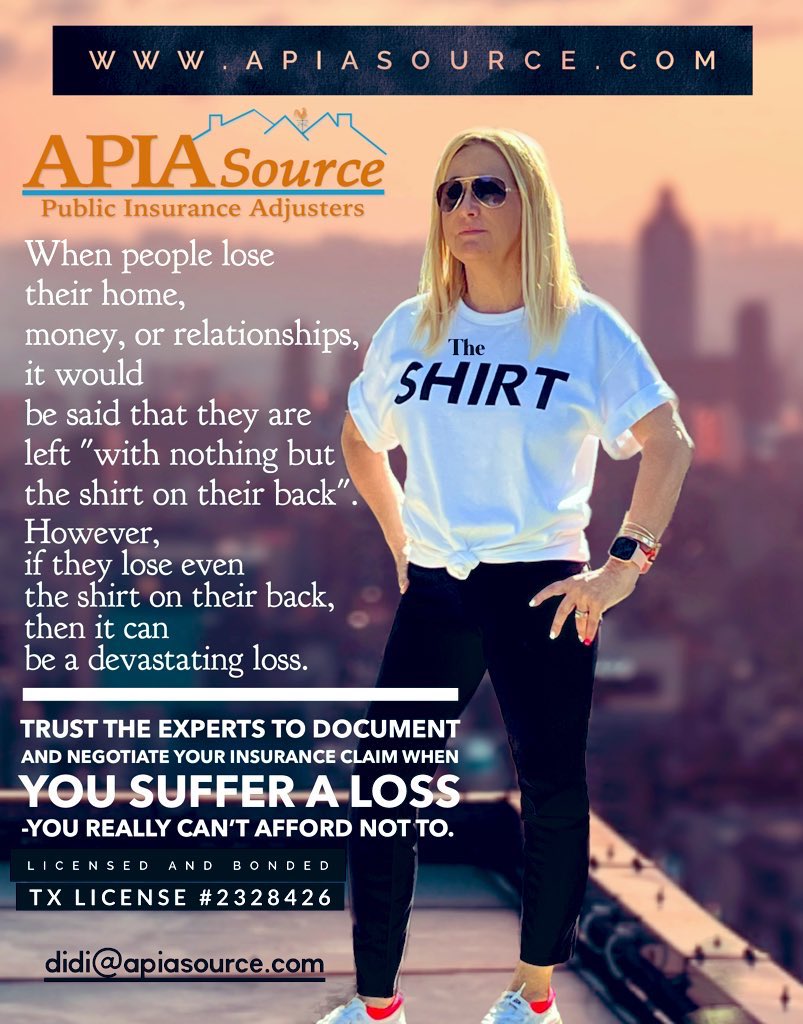 APIASOURCE's tweet image. How important is the shirt on your back? #largeloss #insuranceclaim #publicadjuster #apiasource #propertydamage #claimspecialist #weatherevent #theshirt #insurance #policyholder #disaster #roofing #waterloss #hail