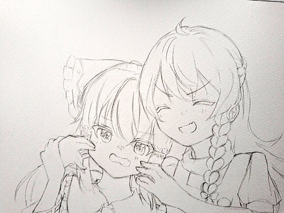 そういえば昨日わんころちゃんのキャス見ながら描いてたレイマリ 