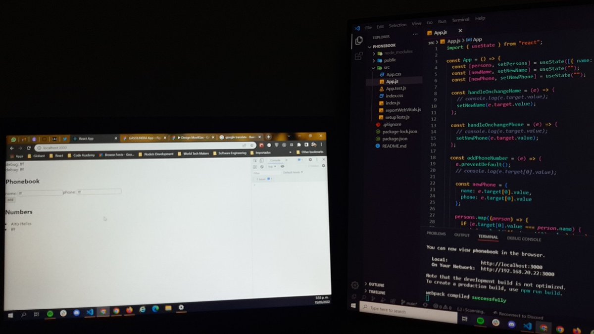 ultrasoft__'s tweet image. Working on the phonebook app by #fullstackopen. Amazing Sunday. #React #ReactJS #webdevelopment #webdev #dev #100DaysOfCode