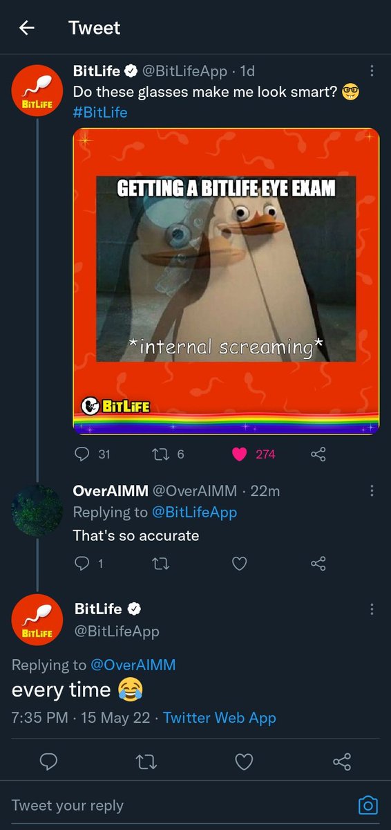 OverAIMM's tweet photo. Is this real? I'm so shocked rn, bitlife replied to me!!! @BitLifeApp #BitLife #BitIifeApp #CandyWriter https://t.co/UDHowwqt5m