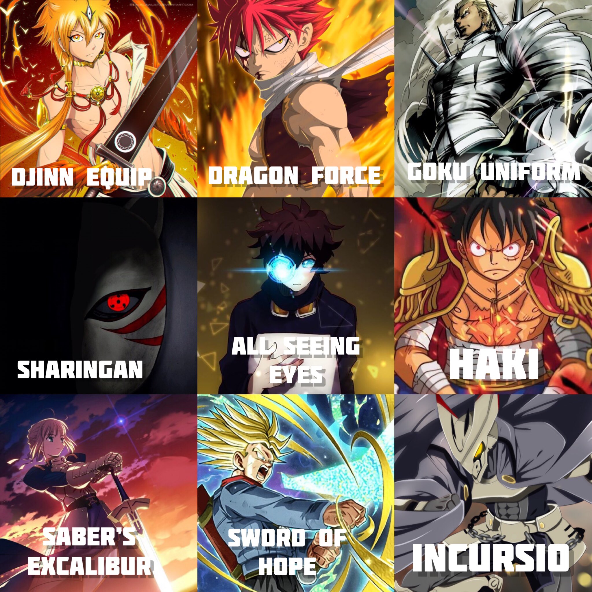 IG: @ theycallmenatsu on X: Pick 2 powers from this list #anime