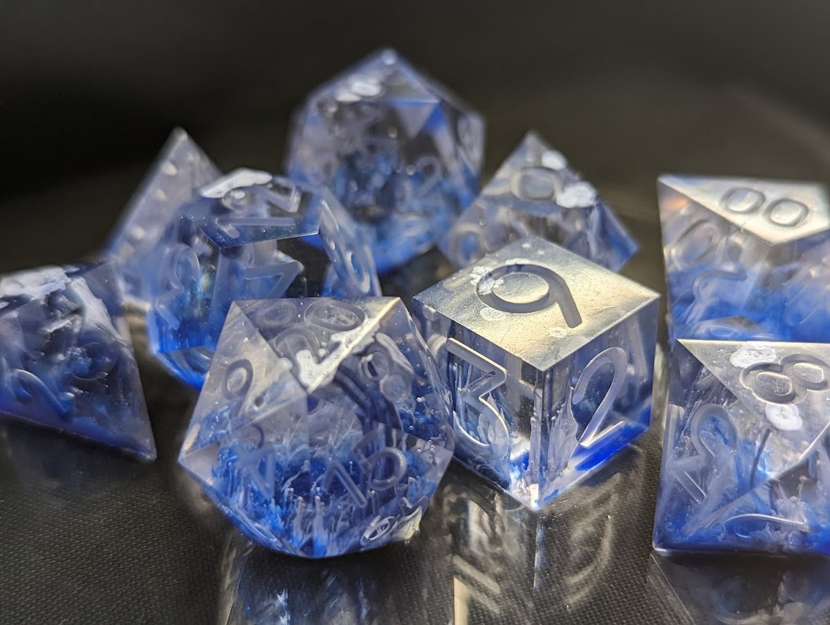 FishMakesDice's tweet photo. I'm not a day behind because of working on lots of dice all at once at all.

Okay, I am. Here's yesterday's pull of the day! Unfortunately, they're going into the fail bin to be potentially rescued at a later date. 

#handmadedice #dice #dicemaker #ttrpg #dnd #dnddice  #mathrocks https://t.co/OMTbuQFv0X