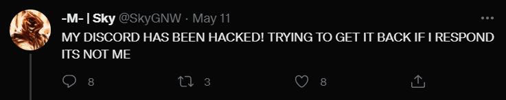 millenniumfgc's tweet photo. @brainluzz We were aware of Sky's discord account being hacked well in advance of these messages being sent out to anyone as both Sky himself as well as Echo reached out to inform their local scene and on Twitter that this had occurred. We figured it out well before you posted this tweet <3 https://t.co/D24CLj7cq9