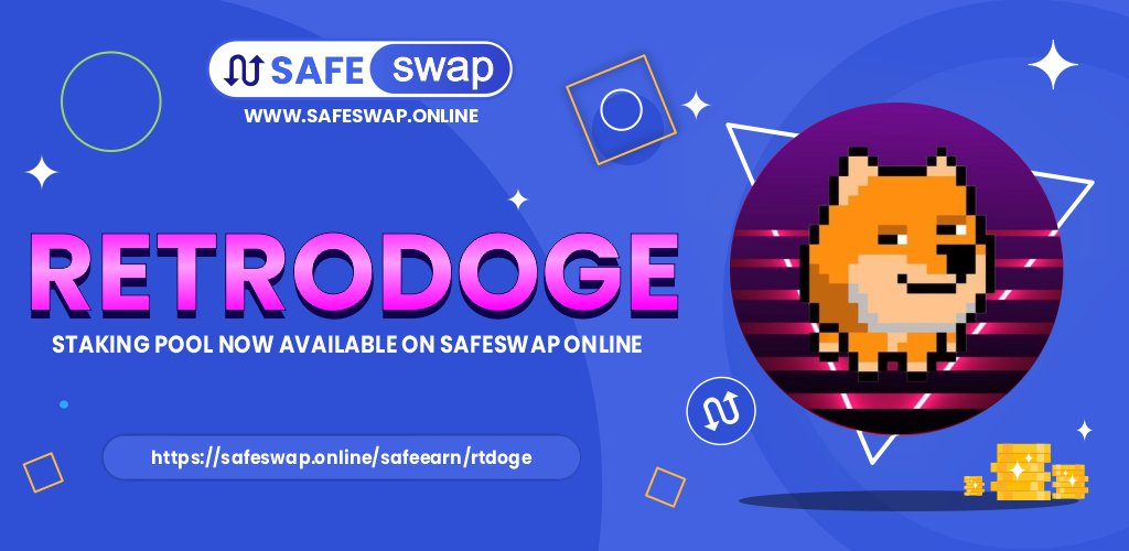 safeswaponline's tweet photo. Retro Doge Staking Pools Now Available On Safeswap Online

Now is your moment to shine. RTDOGE Staking Pool is Live now on Safeswap online

Read the full post on https://t.co/kmQs9jZ55J :
https://t.co/GBWs3OyHtx 

#Staking #BSC #Safeswap #RTDoge https://t.co/R9v0EIqRck