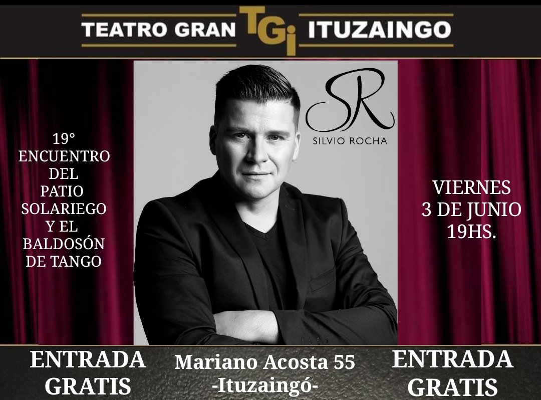 silvioRochaok's tweet photo. Hola les cuento qué el viernes 3 de junio a las 19hs. me estaré presentando en el TEATRO GRAN ITUZAINGO. La entrada es GRATIS, deben pedir las mismas en la Subsecretaria de Promoción Social, Dirección de cultura, en la Radio Pública FM 89.3 y/o en Vanbasko Producciones 🎤🎼❤ https://t.co/YCy2aVrHC9