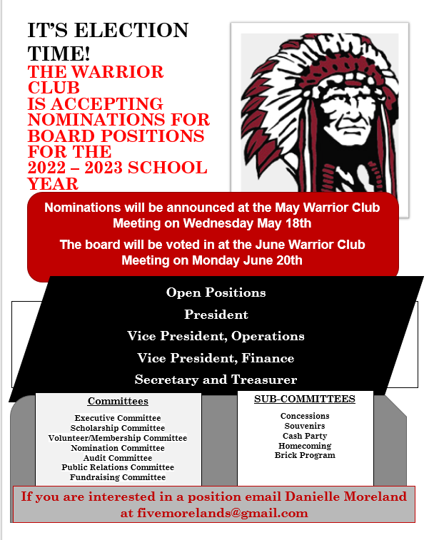 sherandowc's tweet photo. Don't forget the Warrior Club Meeting this Wednesday 6pm at Anthony's Pizza Home of the Warrior!!
Everyone is welcome!!! https://t.co/G9DG0UAkC1
