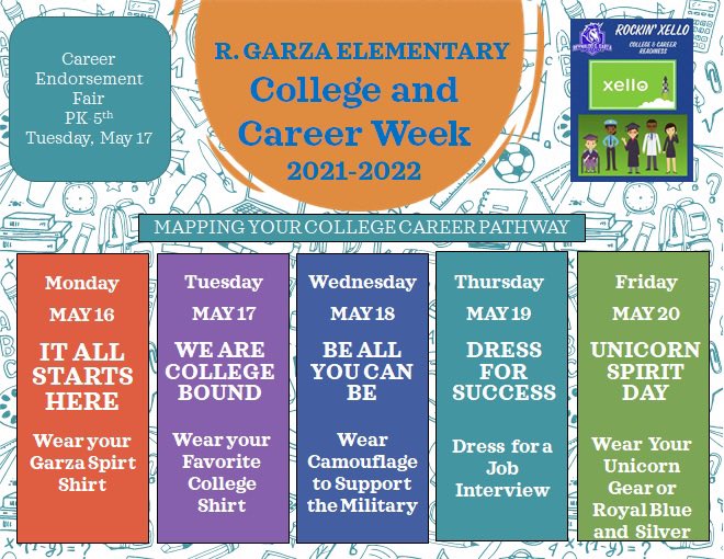 Yes, our students future starts here…at R. Garza Elementary! Join us for College and Career Readiness Week! 💙🤗🙌🏻
