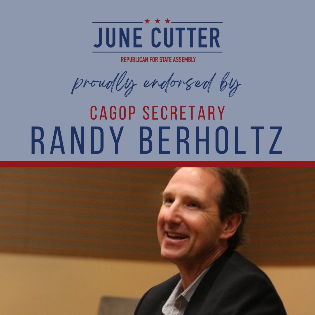 junecutter's tweet photo. Proud to have the support of amazing Republican Party leaders like @RonNehring @peterkuoGOP and Randy Berholtz. #LeadRight #CAGOP #AD76 #BreakUpWithBrian #VoteJuneInJune https://t.co/Y3gEQoMRpS