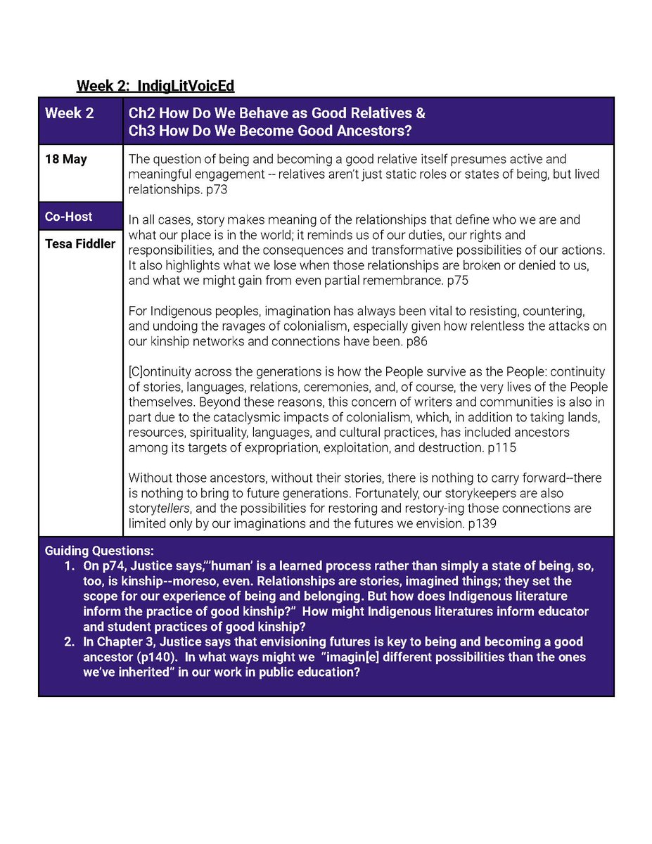 This Wed 18 May I am joined on #AntiRacistEducatorReads by <a href="/tesafiddler/">Tesa Fiddler</a> to talk about Ch2&amp;3 #IndLitMattersVoicEd Hope you'll join us LIVE @ 7:30pm EDT on voiced.ca