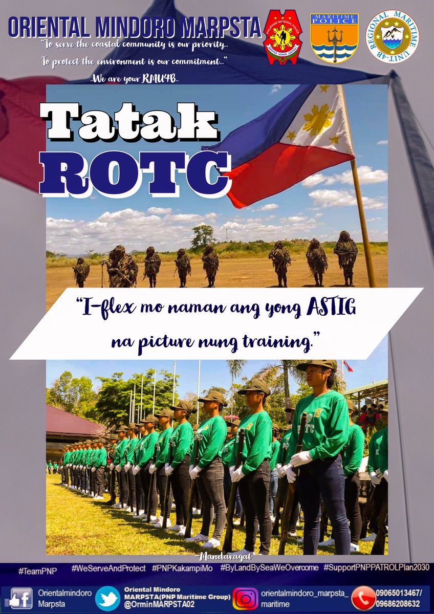 OrminMARPSTA02's tweet photo. I-flex mo naman ang iyong 'ASTIG ' picture nung noong ROTC days mo. 🔱
#TatakROTC #SupportROTC #ILoveROTC #ROTC #PNPKakampiMo #TeamPNP #WeServeAndProtect #OrminMarpsta https://t.co/cJyynQnKMt