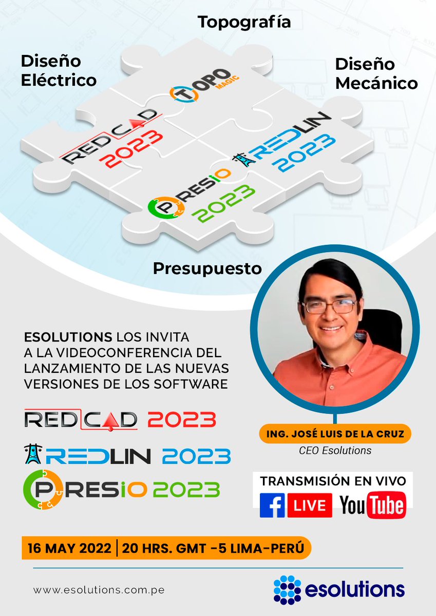 🚨16 Mayo: Conferencia de lanzamiento de los nuevos REDCAD 2023, REDLIN 2023 y se integra el software PRESIO 2023 para elaborar sus metrados y presupuesto youtu.be/p7NPEz0ZHc4
💡Para acceder a la conferencia y obtener las demo escríbanos un whatsapp a📱+5115352542
