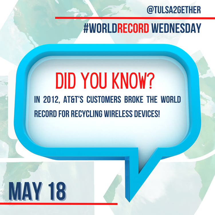 Tulsa2gether's tweet photo. We are celebrating #WorldRecord Wednesday and we want you to share fun and interesting World Records related to #recycling! #Tulsa2Gether @K_Keyy_J @TeamJonesTulsa @EntizneTeam @V4Vickers @faceoftee @RachaelShephe19 @TheGoodLifeKev @TheCrewTulsa @TheTeam_Ortiz https://t.co/8Z3T1EflEn
