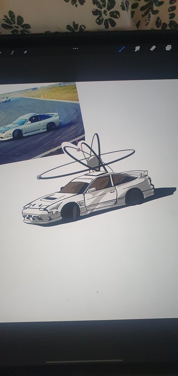 Some progress photo of 
First draft for a close clients car digitalised for t-shirt and sticker.

#Merchandising #tshirtdesign #ArtistOnTwitter #car #jdm #Stickers