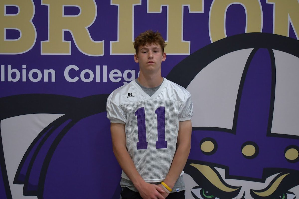 BraydenFetzer's tweet photo. Had a blast competing today @AlbionFootball prospect camp. Loved working with all the coaches. Thanks to @CoachBeurer @CoachWasil4 for having me out. @BlissfieldFB https://t.co/yI7n3ff4pv