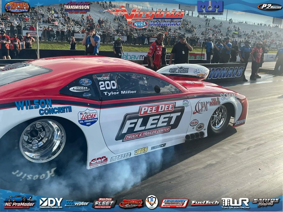 PatMusiRacing's tweet photo. In an all-Musi-powered, all Rickie Smith Racing final, Tylor Miller gets his first @NHRA Pro Mod win and @RickieSmith43 takes runner-up! Congratulations to Tylor, Rickie, Chad and the team on a fantastic weekend at the Virginia Nationals at VMP. 📸: NC ProModer #MusiMuscle https://t.co/YdvNpfDgRo