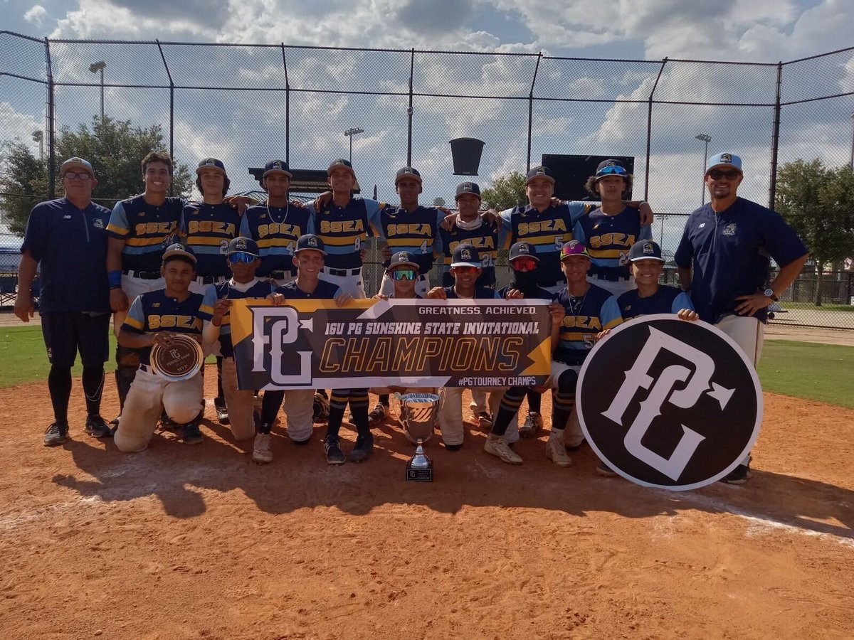 PG_Tourney's tweet photo. 2022 16U Sunshine State Invitational

🏆 Champion - Sunshine State Elite Academy 
🥈 Finalist - Florida Heat Red 
🏅 MVP - Aaron Camacaro - SSEA
🏅 MVPitcher - Martin Galo - Florida Heat Red https://t.co/EU0QExuWQQ