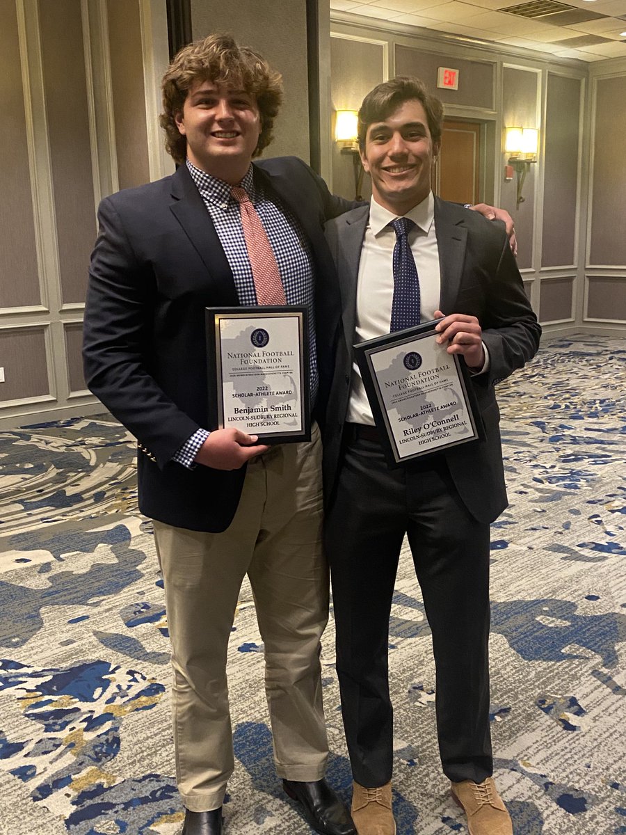 LSfootballtweet's tweet photo. National Football Foundation Scholar-Athlete award winners Benji Smith and Riley O’Connell. Congratulations on this prestigious award. Very proud of you both. https://t.co/LOT3hCknia