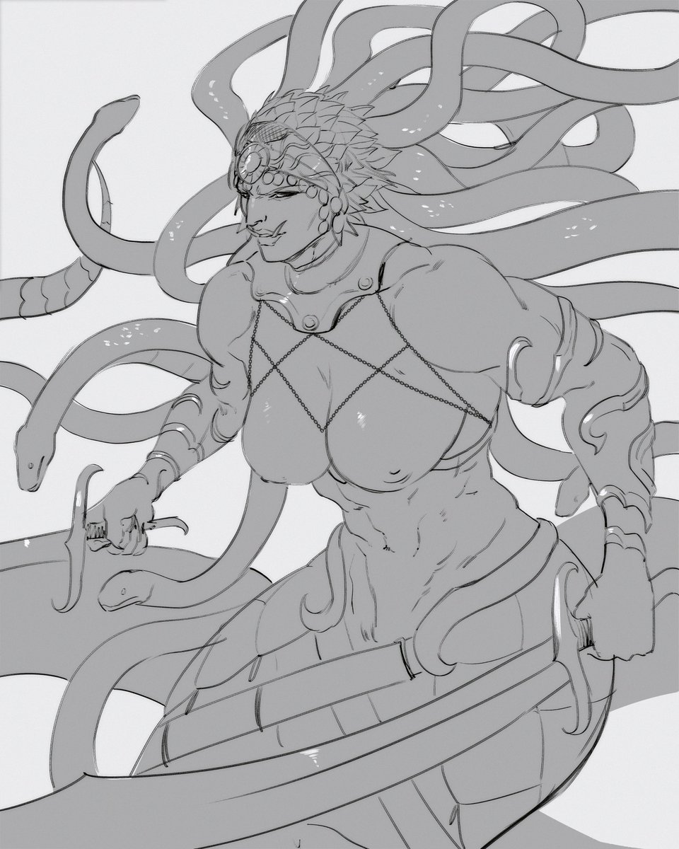 Could not resist doing a sketch of @BS_artsss Medusa character, love medusas to death 