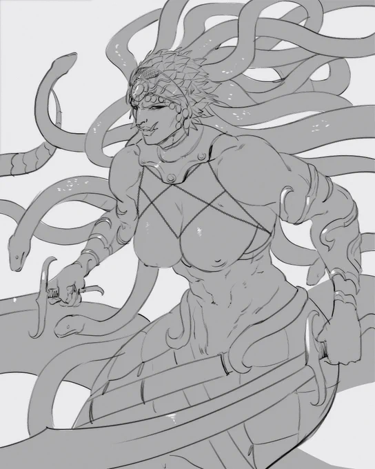Could not resist doing a sketch of @BS_artsss Medusa character, love medusas to death 