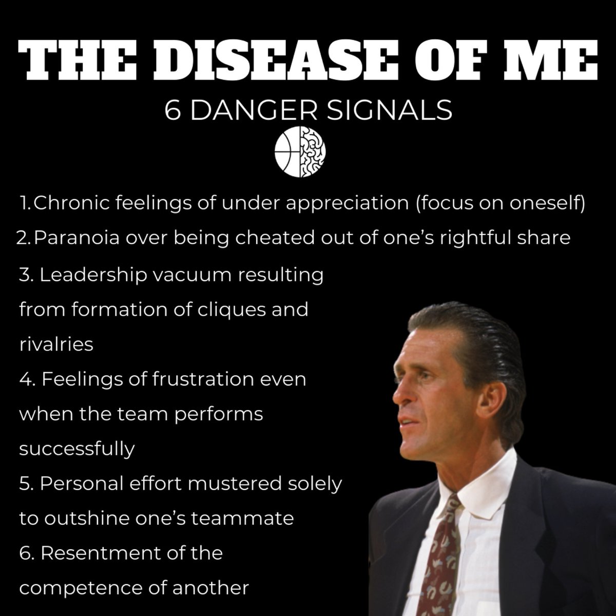 BallisPsych's tweet photo. "The Disease of Me always results in the the Defeat of Us."
— Pat Riley https://t.co/TTEsiz8Ytj