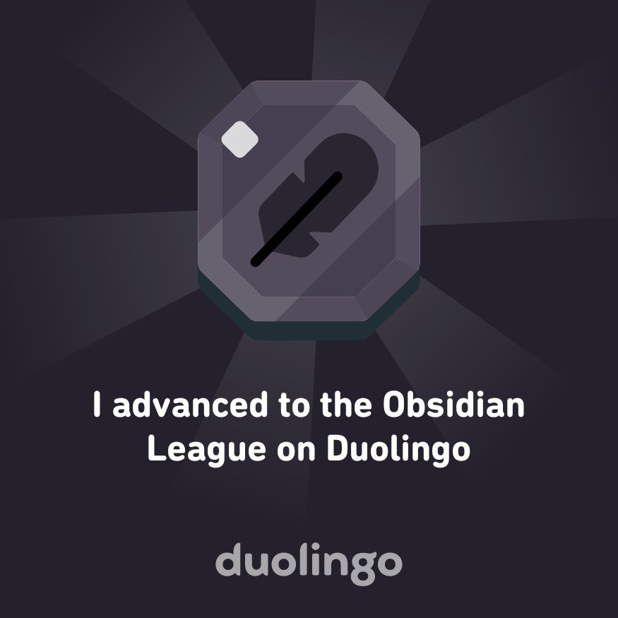 Queen_elit27's tweet photo. I advanced to the Obsidian League on Duolingo https://t.co/37eWCgQB82