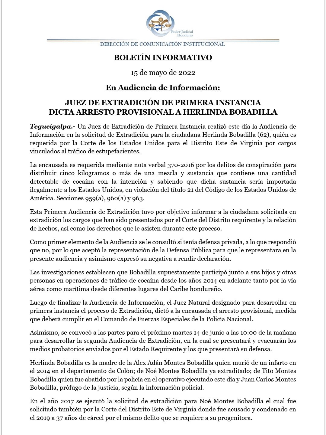 Boletín informativo. 