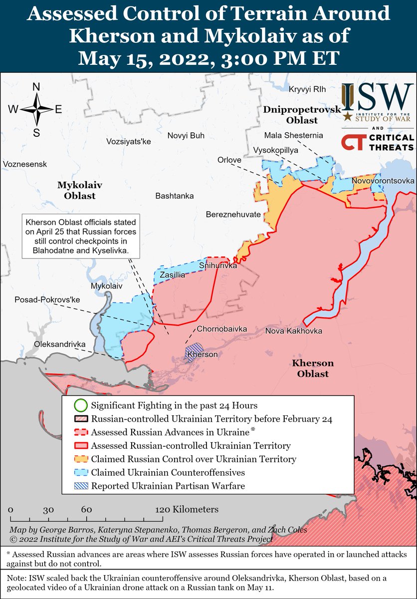 TheStudyofWar's tweet image. #Russian forces have likely abandoned the objective of completing a large-scale encirclement of #Ukrainian units from #Donetsk City to #Izyum in favor of completing the seizure of #Luhansk Oblast. 

Read the full report and see the maps: isw.pub/RusCampaignMay…