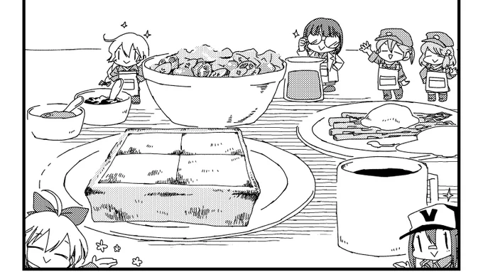 神戸宿泊勢のおいしそうなモーニングに対抗して以前描いた「妖精さんの作ったあさごはん」をTLに投げ込んでいく 