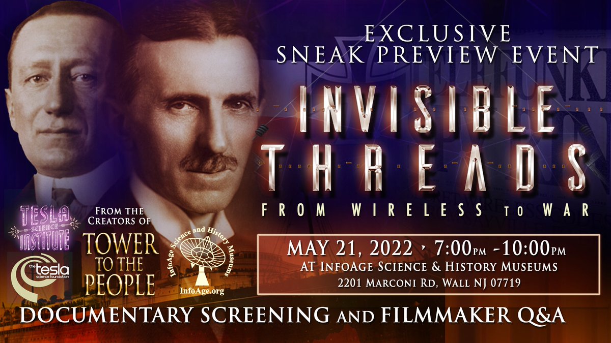 TeslaFilm's tweet photo. To our friends in Jersey, we having a special film event Saturday, May 21 @InfoAgeMuseum - a site where Marconi had an early telegraph station! Get tix here:

https://t.co/DVJhSHz061

#radiohistory  #marconi  #nikolatesla https://t.co/drJGO2nsw7