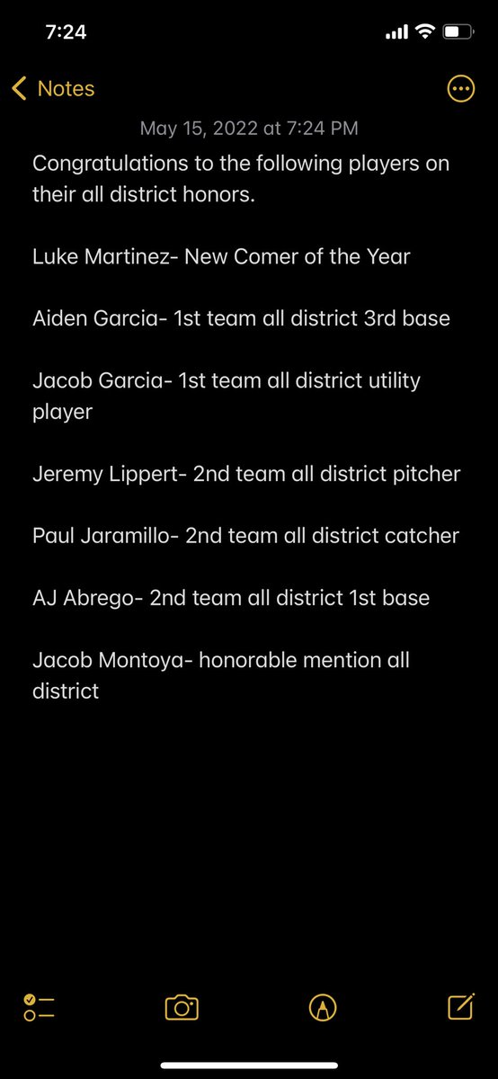 Congratulations to the following: