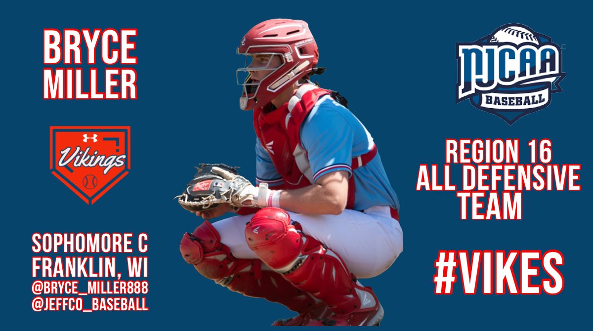 Congratulations to #Vikes Catcher <a href="/bryce_miller888/">Bryce Miller</a> on being named to the Region 16 All Defensive Team!