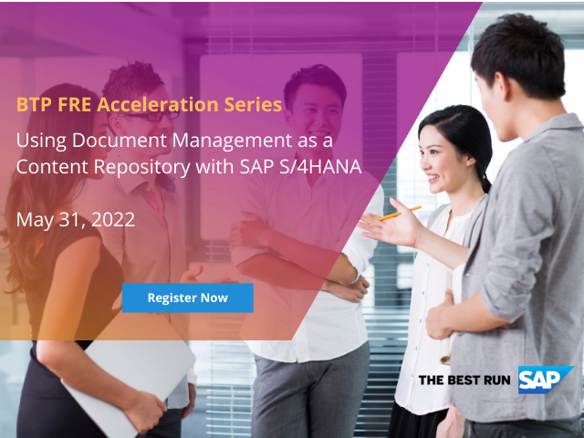 murlionline's tweet photo. Using Document Management service as a Content Repository with SAP S/4HANA: Learn about SAP BTP Document Management service and how to leverage it as a content repository to store your attachments in S/4HANA system. Register today! https://t.co/ZDXoAXHj34 https://t.co/RsENQJqlHS