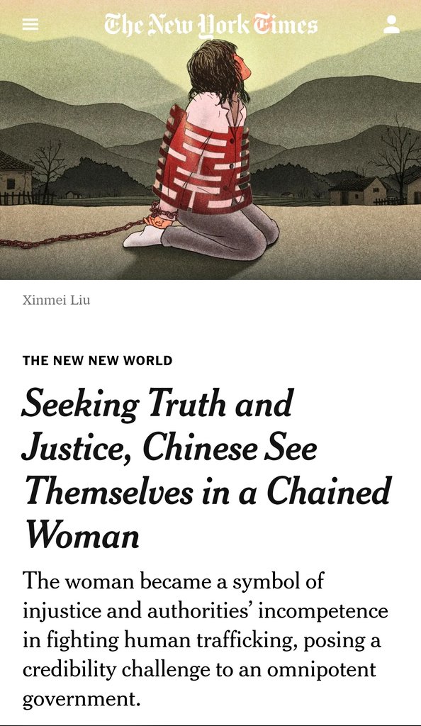 TiwariLalmani's tweet photo. Seeking Truth and Justice, Chinese See Themselves in a Chained Woman
A viral story in China! https://t.co/BPYpYpZ9G4 #ChainedWoman https://t.co/LshL1l9Sn0