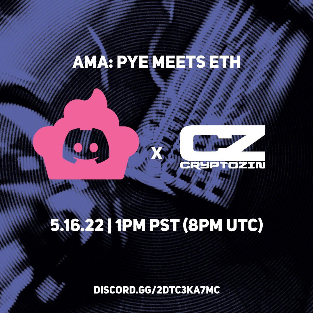 Join CEO <a href="/BillSpata/">Ugo</a> for a special #AMA hosted in Cryptozin Discord Server! We’ll be discussing the utility cases of Swap 2.0 on #ETH, NFTs, and more! 

⏰ May 16 @ 1PM PST 

Join our #discord for more info on the historic ETH launch of #PYESwap!👇🏻
discord.gg/Zt8qCqJq
