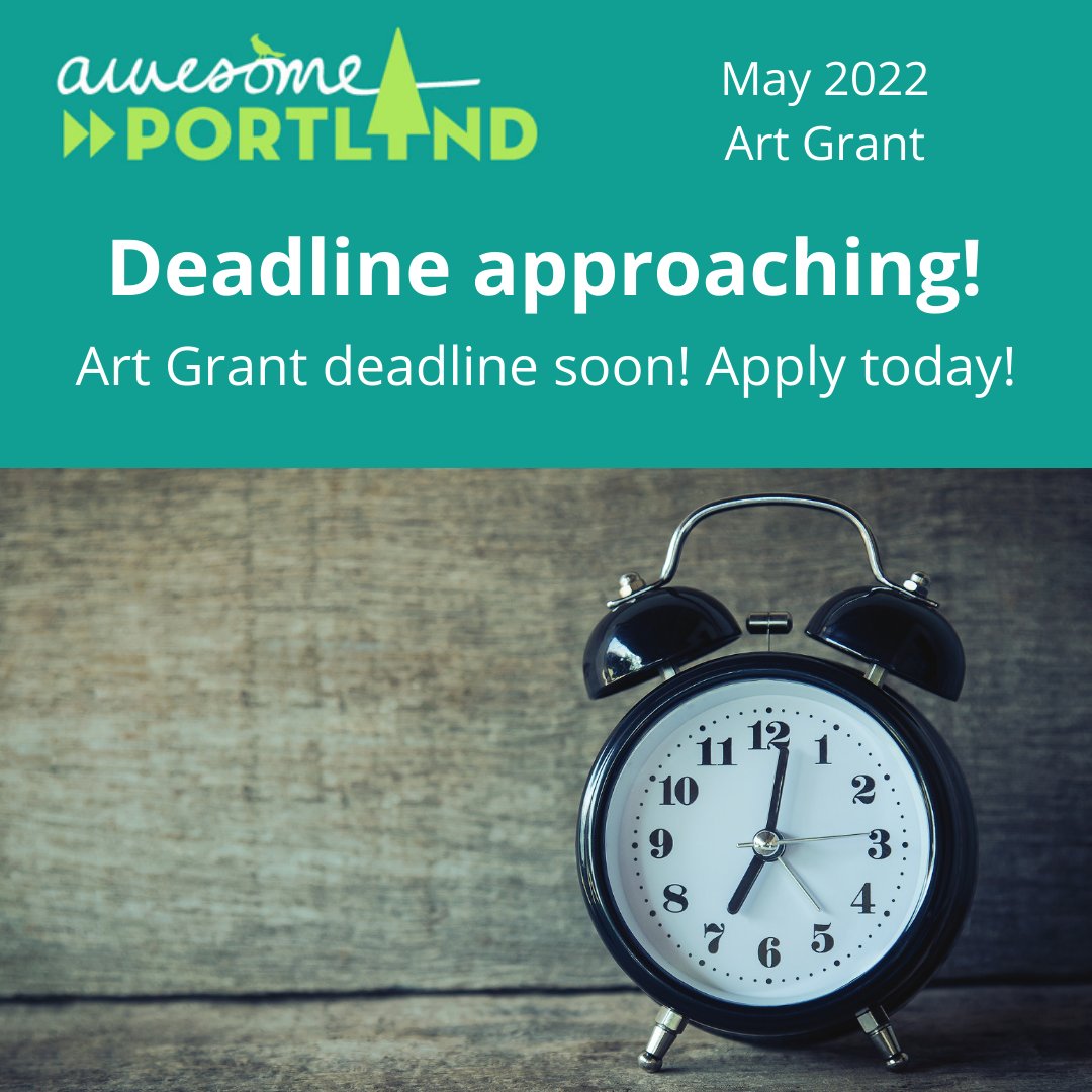 awesomepdx's tweet photo. Applications for our May Art Grant close soon! 

$3,000 for your art in a public venue! Apply today! 

Learn more about the project at https://t.co/VD7Sal3GWI #awesomepdx https://t.co/G0UAtYYdac
