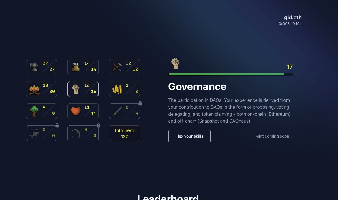 0xGrandExchange's tweet photo. Calling all Ethereum OGs! 
Getting ready to release GEX Skills (our RS-inspired Ethereum passport). We’re running some final weighting tests and need some old-timers’ addresses to run level 99 against. Participate by dropping your ENS. https://t.co/TiHNHikdxw
