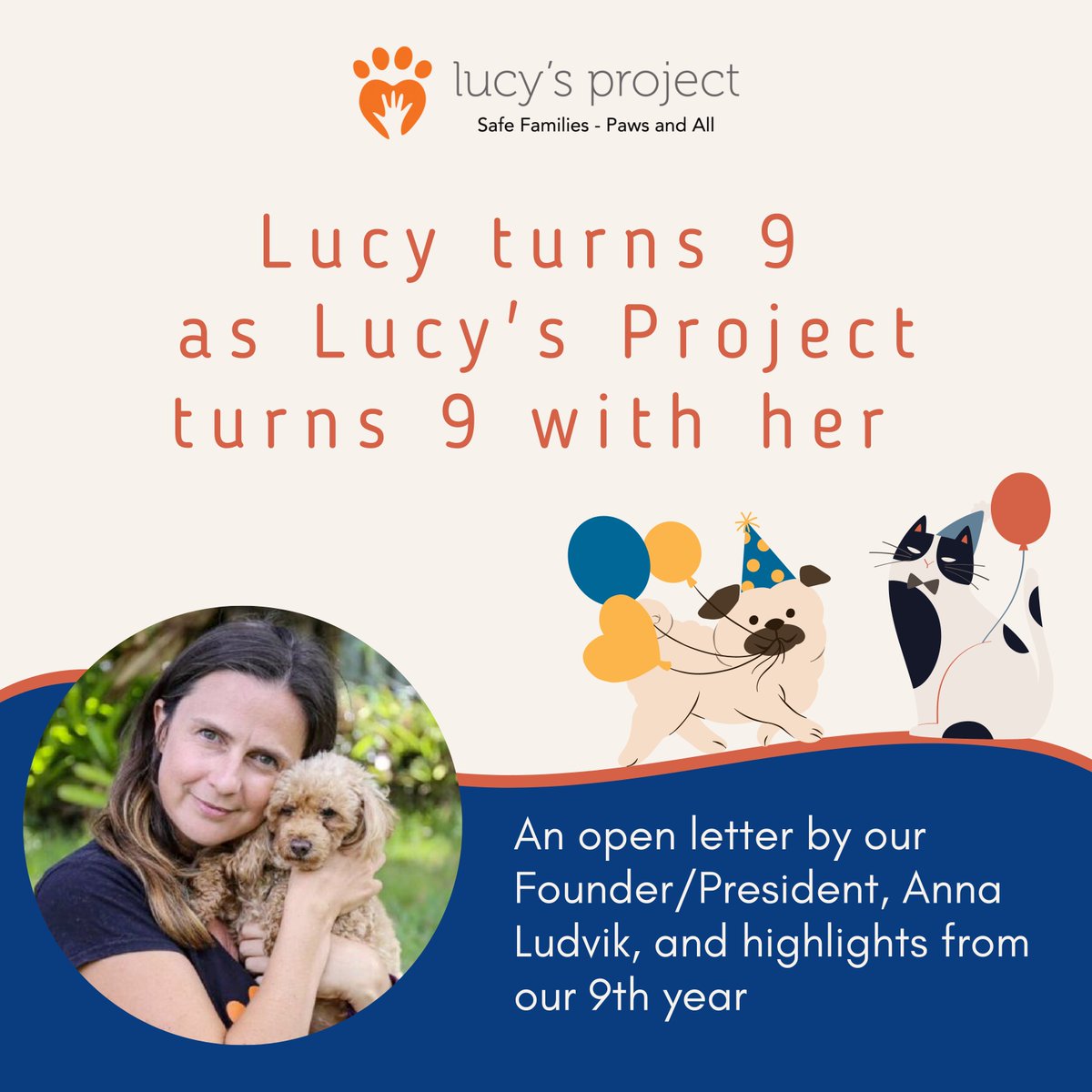 Lucy turns 9 as Lucy's Project turns 9 with her. Read the open letter from our Founder/President to her late daughter here: drive.google.com/file/d/1y4F9yF…

Donate here: lucysproject.com.au/donate

Thank you for your support 

#DFVA #DFV #domesticabuse #IPV #Vegan #Animals #GenderEquality