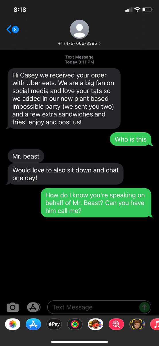 mrbreadboi's tweet photo. @MrBeast Also I got this text can you confirm or deny if it is or isn’t you? https://t.co/vDbxswZLWY