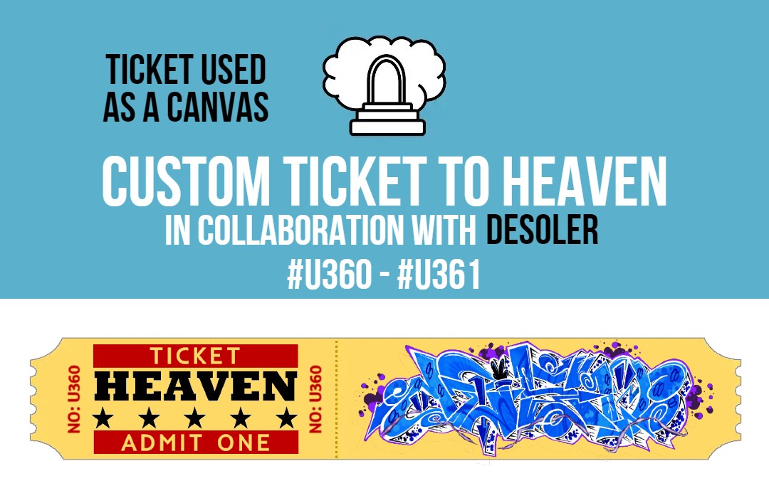 _deadcode_'s tweet photo. Custom Ticket to Heaven #U360-#U361 now available on opensea! 🎟️
Ticket used as a canvas.
Thanks @Desoler_one for collaboration! 🔥
https://t.co/lscavGnLMz via
@opensea
#NFT #NFTcommunity #NFTart https://t.co/L8JkCWkDSw