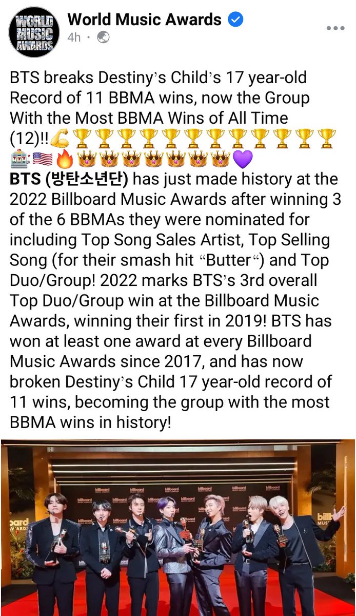 jhobisGirl's tweet photo. @bts_bighit @BBMAs Congrats to #BTS on winning #TopSellingSong for #Butter, #TopSongSalesArtist & #TopDuoGroup at the #2022BBMAs
+ https://t.co/iGrySiLWGc
