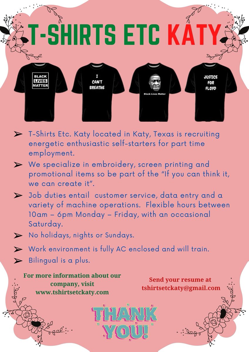 EmbroideryKaty's tweet photo. #CustomTShirtPrinting #EmbroideryTShirt #TShirtDesignIdeas #WindowDecals #YardSigns #CarMagnets #BusinessCards #uniformprinting

Contact us Now: (281) 665-7373
Visit Now: https://t.co/3XSblD66eI https://t.co/VzHQDhWP04