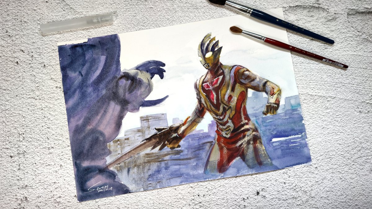 Seven_turn_A's tweet photo. グリッタートリガーエタニティ / Glitter Trigger #ウルトラマン #ウルトラマントリガー #円谷プロ #ウルトラマンティガ #透明水彩 #水彩 #特撮 https://t.co/g4vPpGNPOE https://t.co/NNozjT4BCu