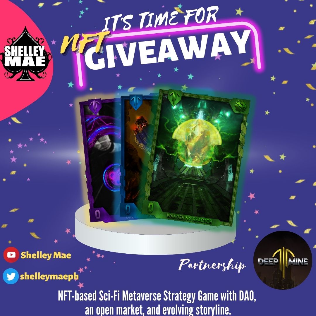 ♠️ #NFTGiveaway ♠️

🎊3 x Winners of DeepMine Equipment 🎊

Rules:

1️⃣Follow <a href="/shelleymaeph/">Shelley</a> &amp;  <a href="/DeepMineWorld/">DeepMine</a> 
 2️⃣🖤 &amp; RT + Tag 3  
3️⃣ Enter Discord: discord.gg/YCAjtjESDr

⏰Ends in 72HRS

 #WAXP #NFTCommunity  #Giveaways #wax #playtoearn #NFTProjects #waxp #p2e #Play2Earn
