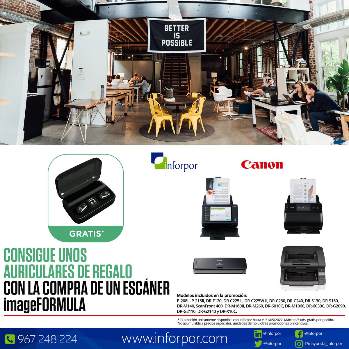 Inforpor's tweet photo. Consigue unos #auriculares de #regalo por la compra de un #escaner #imageformula de @CanonEmpresa
Consulta con tu comercial
Sólo para CanalIT #reseller https://t.co/T939fBcqGR