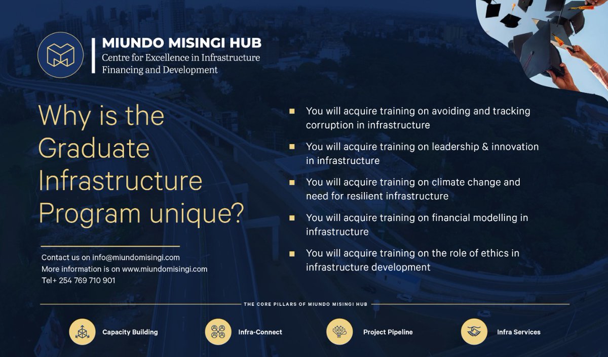 Are you a university graduate who wants to build a career in the infrastructure space? You can send us your CV to info@miundomisingi.com and apply to join the first intake which kicks off in July 2022.