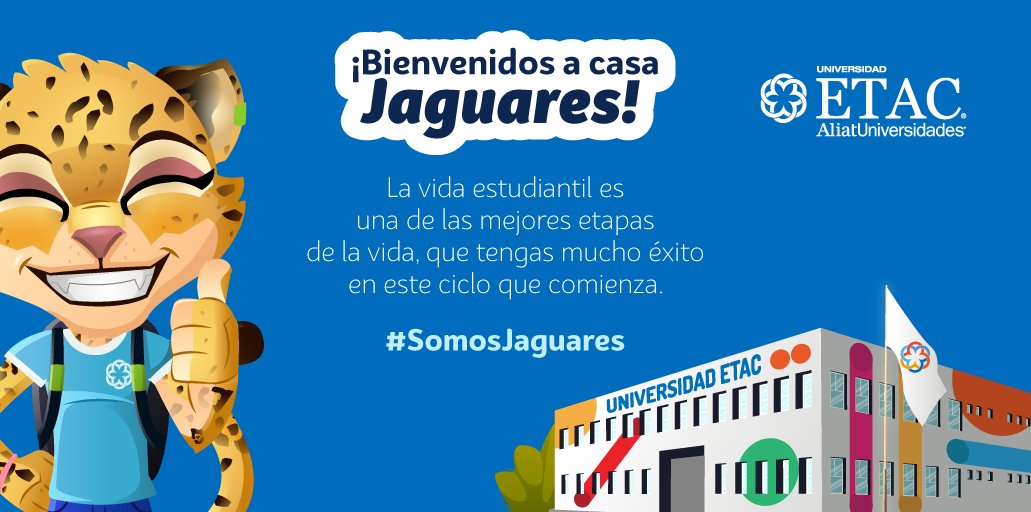 Etac's tweet photo. Estamos muy contentos de tenerte de vuelta en nuestras aulas. ¿Estás listo para seguir alcanzando tus metas profesionales? 💪😎🎓
#BackToSchool #Clases2022 #ETAC #JaguaresETAC https://t.co/k07oVpJVzj