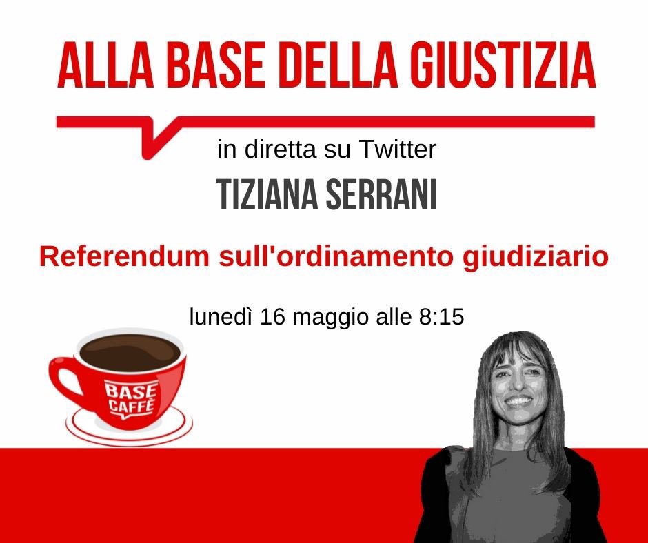 baseitaliaweb's tweet photo. ⚖️ ☕️ Ogni lunedì, #allabasedellagiustizia @SerraniTiziana 👉🏼 Campagna di informazione sui #referendum

▶️▶️▶️ Guarda il video https://t.co/lYeu524xpR

❗️Iscriviti alla newsletter di #baseitalia —> https://t.co/A1vw8kxtnW \ https://t.co/ezEeaJAVCg

#16maggio #giustizia #riforme https://t.co/V9hkRFIa6K