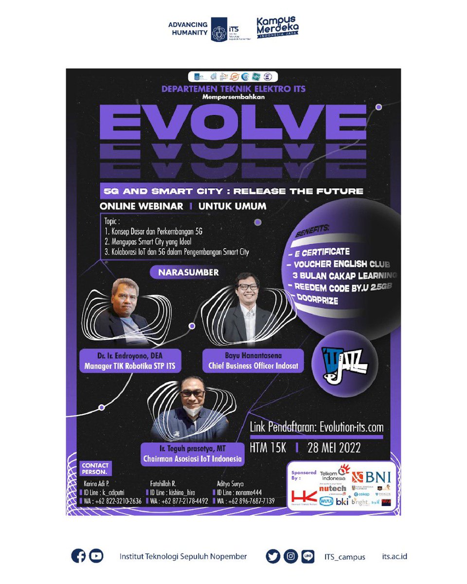 its_campus's tweet photo. So don’t miss it!
Check out our poster above for more information.
Stay tuned on our timeline so you don't miss out on any information!
Line : @czc7495e
Instagram : evolution_its
Tiktok : @evolution_its
Twitter : @evolution_its
Web : https://t.co/VX6t1940ob
#EvolutionITS https://t.co/t0e3zMicUp